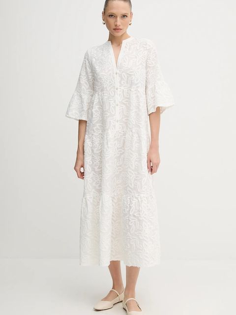 Marc Aurel sukienka bawełniana kolor biały maxi rozkloszowana 6544-1020-73855 - zdjęcie produktu nr 1