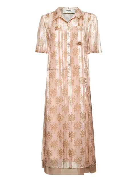 FENDI floral-bouquet motif shirt dress - Neutrals - zdjęcie produktu nr 1