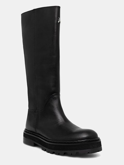 Patrizia Pepe kozaki skórzane damskie kolor czarny na platformie 8Y0135 L048 FB30 - zdjęcie produktu nr 1