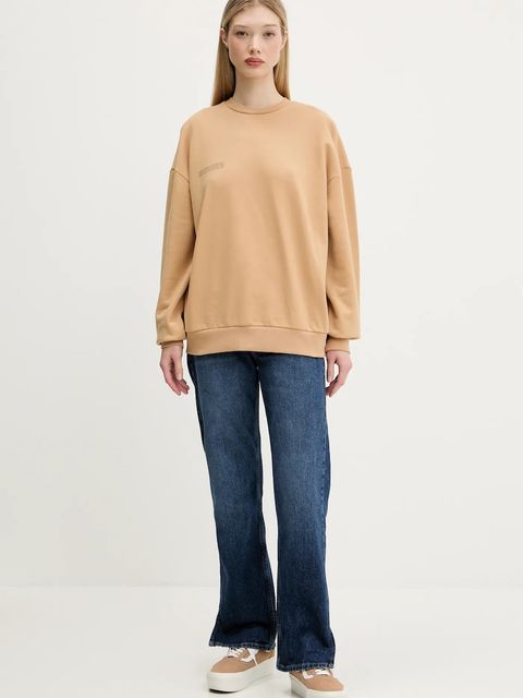 Pangaia bluza bawełniana kolor beżowy z nadrukiem 10000183