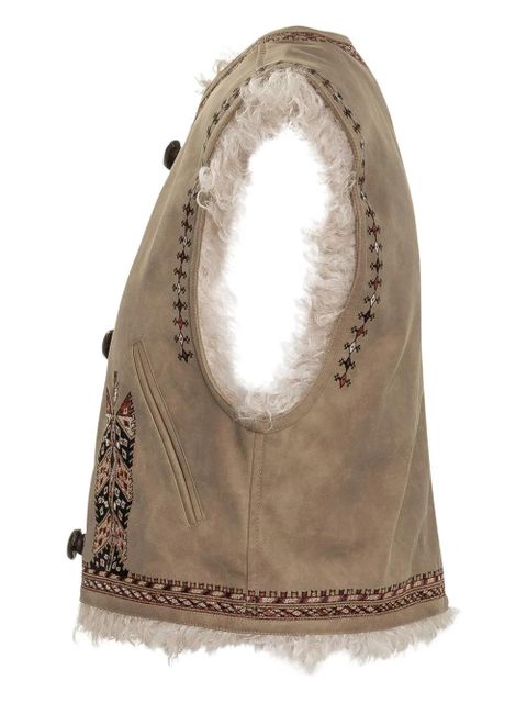 MARANT ÉTOILE Clemencia embroidered shearling vest - Neutrals