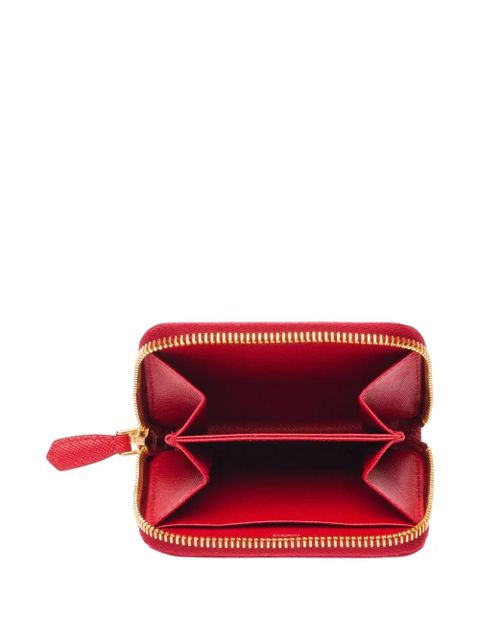 Prada logo-plaque zipped wallet - Red