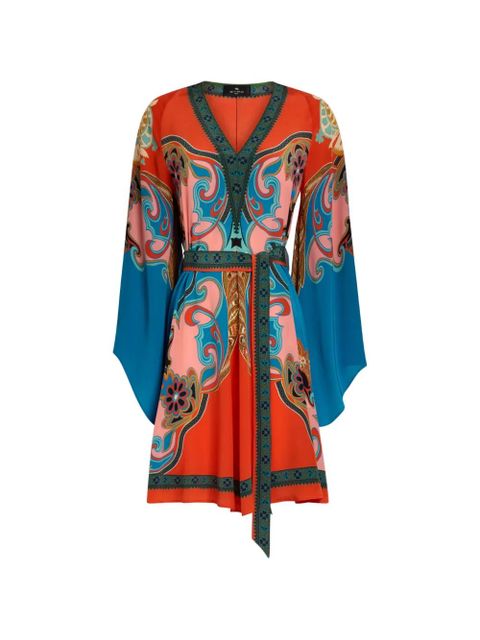 ETRO placed-print belted mini dress - Blue - zdjęcie produktu nr 1