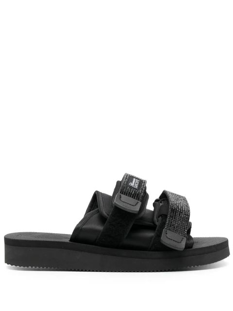 Blumarine logo-patch touch-strap slides - Black - zdjęcie produktu nr 1