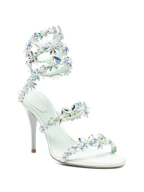 René Caovilla floral-embellished heeled sandals - Green - zdjęcie produktu nr 2