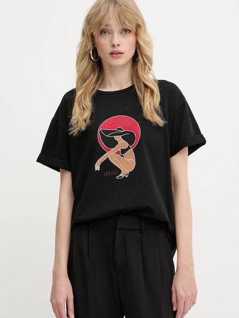 Liu Jo t-shirt damski kolor czarny VA5153.JS003 - zdjęcie produktu nr 1