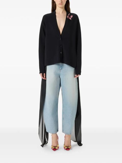 Blumarine butterfly-appliqué cardigan - Black