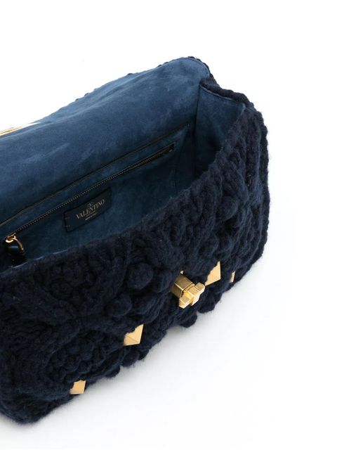 Valentino Garavani Rockstud knitted tote bag - Blue