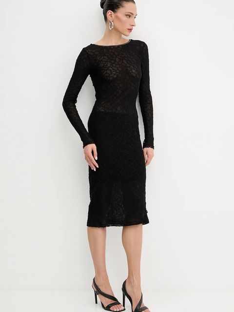 Pinko sukienka kolor czarny midi dopasowana 105227 A2M5