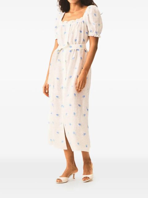 Sleeper square-neck floral linen dress - White - zdjęcie produktu nr 2