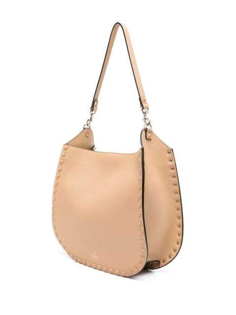 Valentino Garavani Rockstud-embellished leather shoulder bag - Neutrals