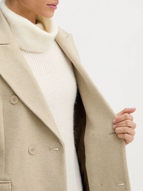 Silvian Heach płaszcz ALBACETE kolor beżowy GPA25010CP