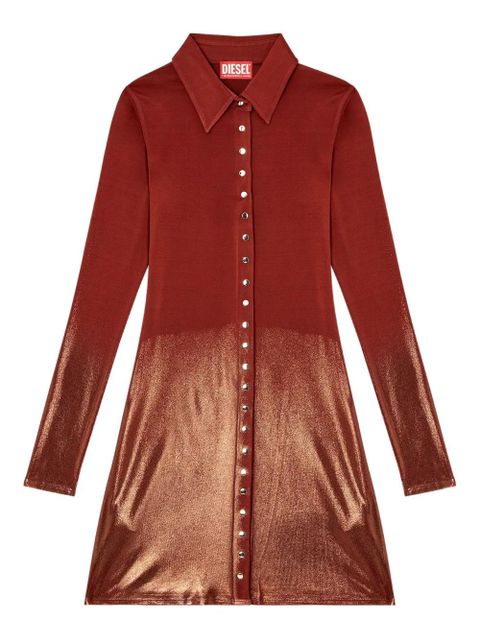 Diesel metallic-effect button-front mini day dress - Red - zdjęcie produktu nr 1