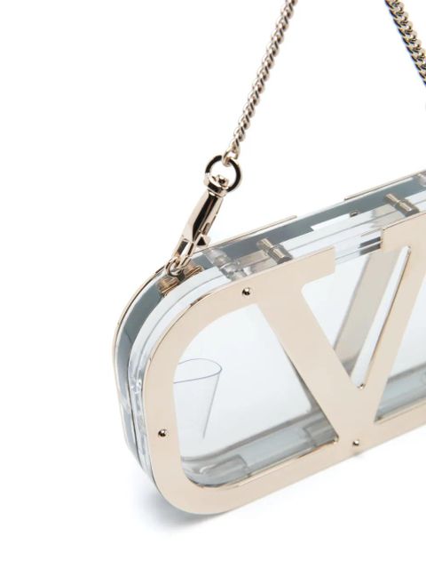 Valentino Garavani logo-plaque clear clutch - Metallic - zdjęcie produktu nr 2