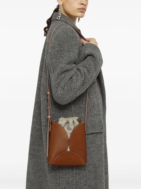 Jil Sander Curve leather crossbody bag - Brown