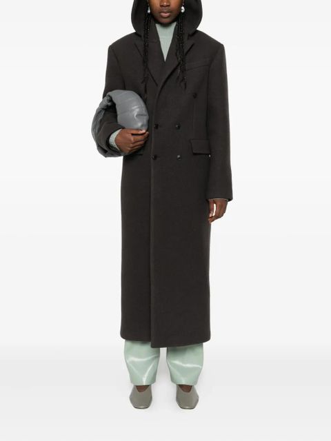 Nanushka double-breasted hooded coat - Green