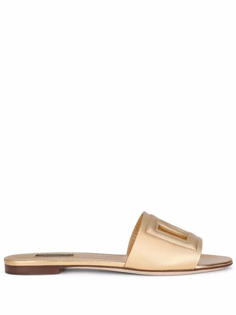 Dolce & Gabbana DG-logo leather sandals - Gold - zdjęcie produktu nr 1