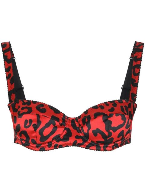 Dolce & Gabbana leopard-print balconette bra - Red - zdjęcie produktu nr 1