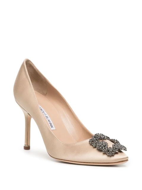 Manolo Blahnik Hangisi satin pumps - Neutrals