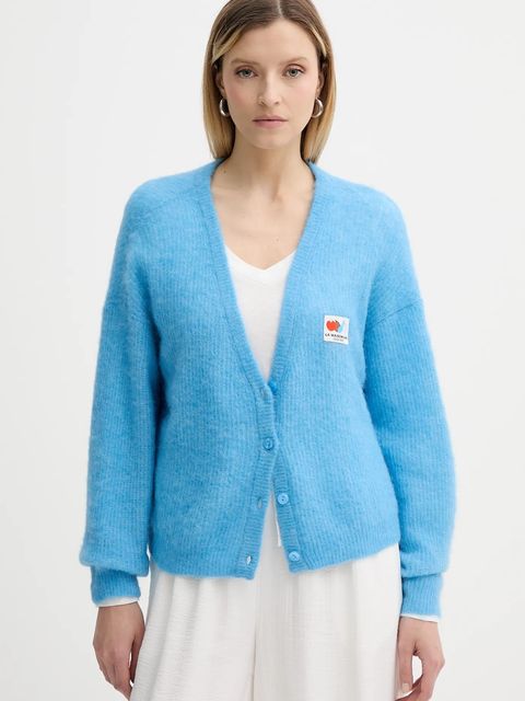 American Vintage kardigan wełniany damski kolor niebieski lekki NEN19A - zdjęcie produktu nr 1