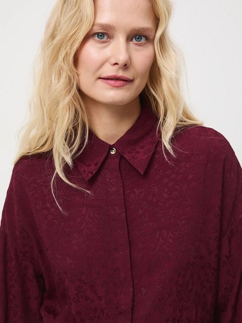 Medicine koszula damska kolor bordowy regular z kołnierzykiem klasycznym - zdjęcie produktu nr 2