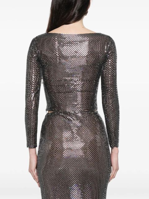 Self-Portrait embellished long-sleeved blouse - Black