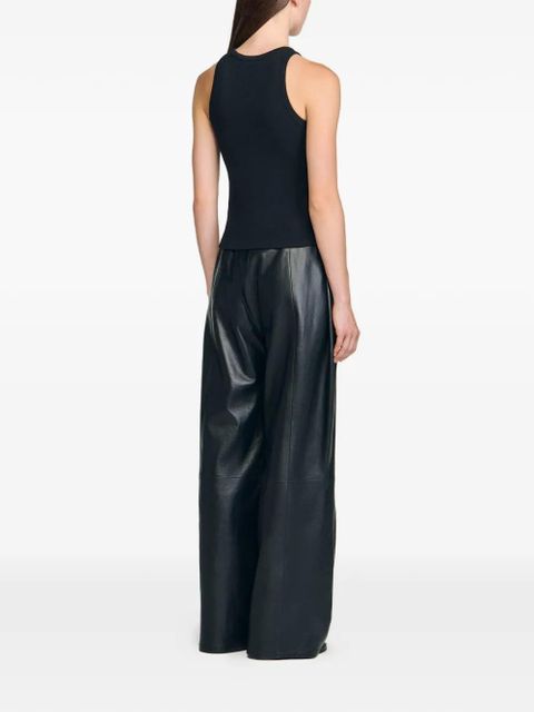 SANDRO logo-embroidered ribbed tank top - Black