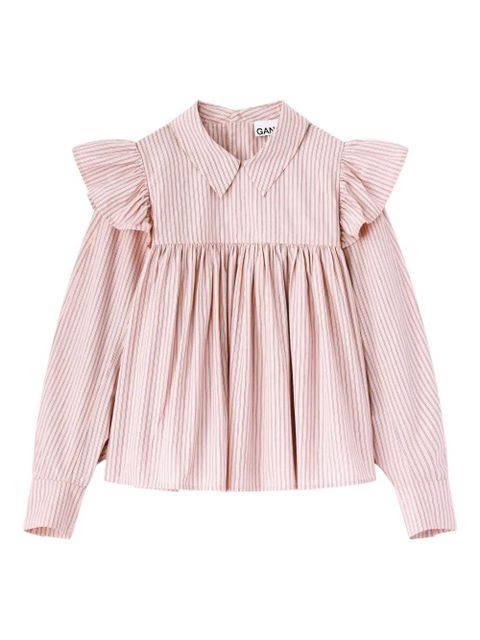 GANNI ruffled striped top - Pink - zdjęcie produktu nr 1