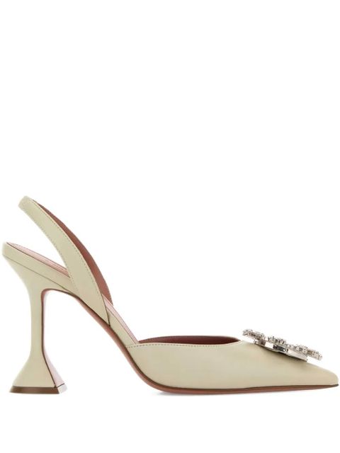 Amina Muaddi Begum embellished leather pumps - Neutrals - zdjęcie produktu nr 1