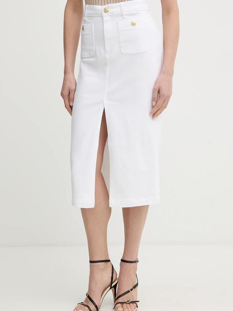 Liu Jo spódnica jeansowa kolor biały midi prosta UA6259 D0275 - zdjęcie produktu nr 1