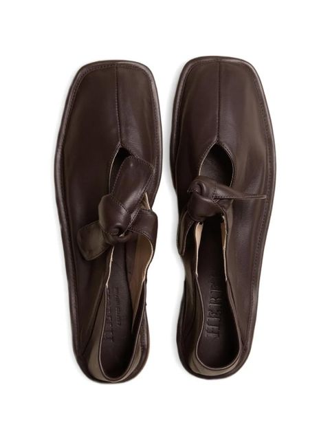 Hereu Llasada bow-detail square-toe ballet flat - Brown