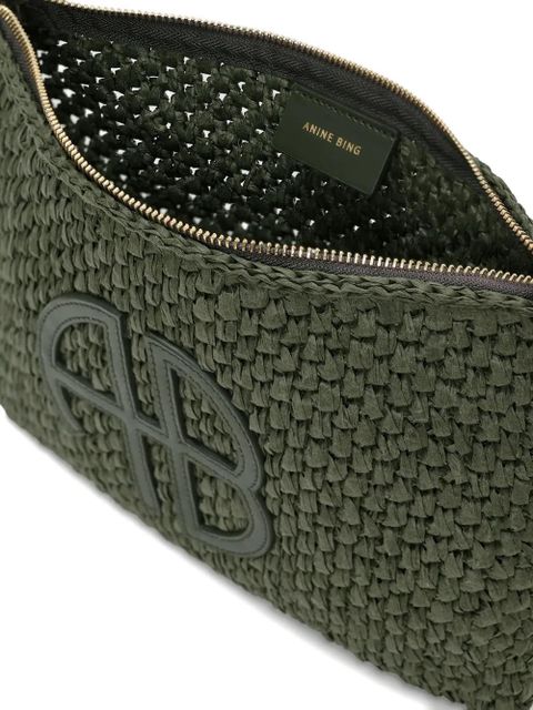 ANINE BING woven logo pouch - Green