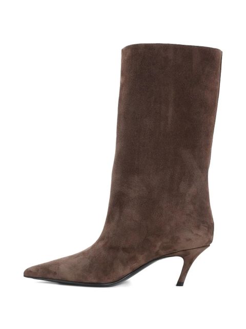 Amina Muaddi pointed-toe stiletto-heel boots - Brown