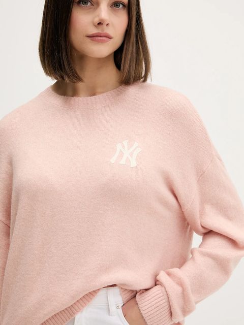 New Era sweter z domieszką wełny damski kolor pomarańczowy lekki 60684501