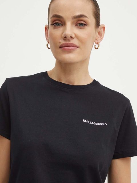 Karl Lagerfeld t-shirt bawełniany damski kolor czarny 245W1714