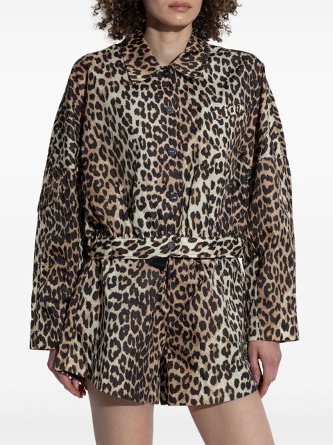 GANNI leopard-print jacket - Neutrals