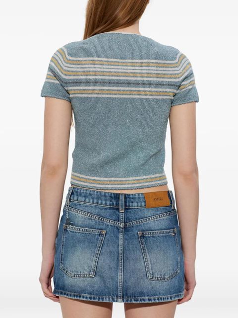 AMIRI striped logo-plaque T-shirt - Blue