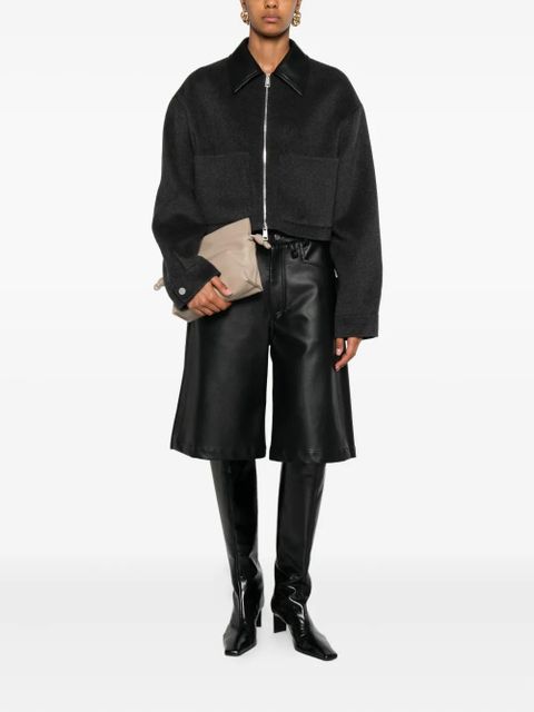 Nanushka leather-trimmed zip-up jacket - Grey