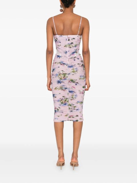 Blumarine floral-print ruched midi day dress - Pink