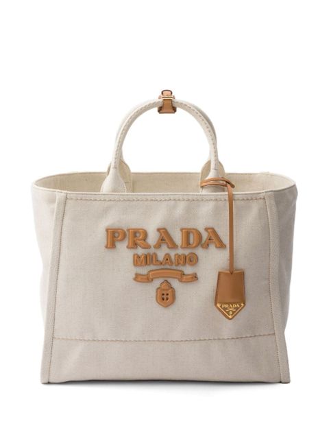 Prada large logo-appliqué tote bag - Neutrals - zdjęcie produktu nr 1