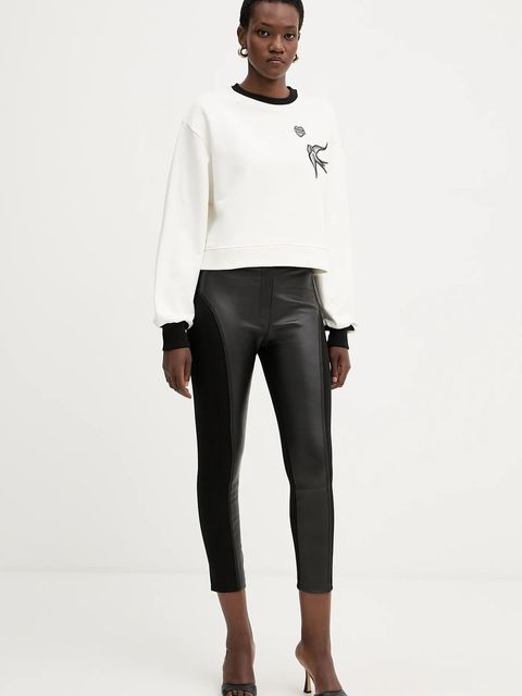 Pinko bluza bawełniana damska kolor biały gładka 105609 A2TD