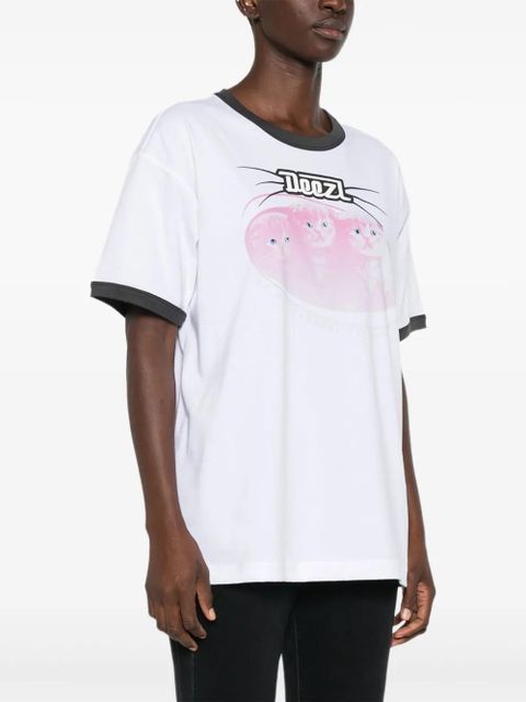 Diesel cat-graphic cotton T-shirt - White