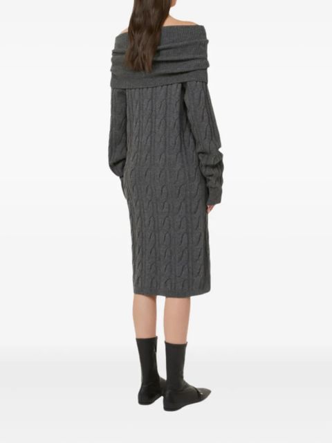 Max Mara cable-knit off-shoulder midi dress - Grey