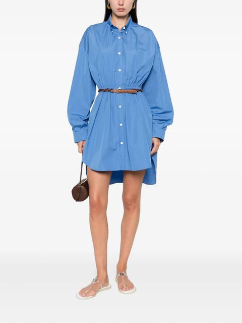 Miu Miu belted cinched shirt mini dress - Blue