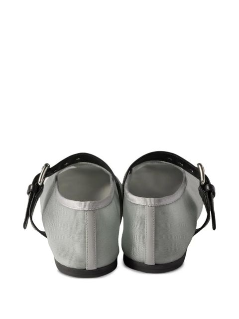 Miu Miu logo-embroidered ballerinas - Grey - zdjęcie produktu nr 2