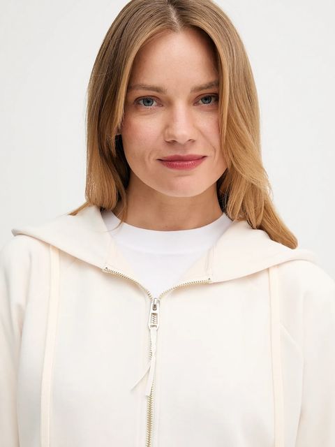 Joop! bluza damska kolor beżowy z kapturem gładka 30048712