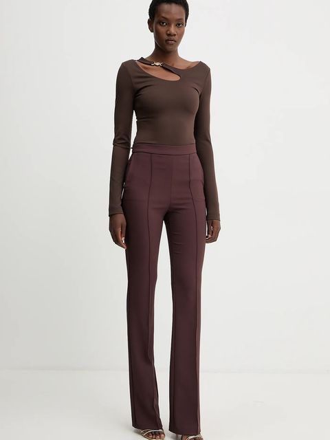 Guess bluzka ELEANOR damska kolor brązowy z aplikacją W5BP18 KC7M2