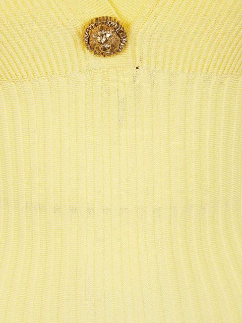 Balmain lion-button ribbed dress - Yellow