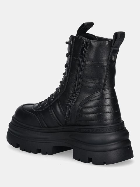 Buffalo workery Dione Lace Up Mid kolor czarny na platformie 1622607-BLK