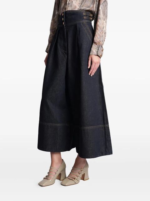 ZIMMERMANN buckle-detail pleated denim culottes - Blue - zdjęcie produktu nr 2